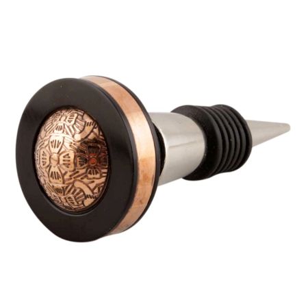 Black And Copper Brass Tiny Flower Resin Wine Stopper